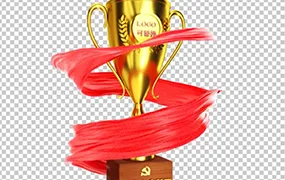 C4D工程模板：颁奖奖杯丝绸环绕年会党政汇报奖杯旋转C4D工程文件