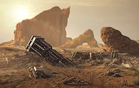 C4D工程：火星沙漠科幻概念场景C4D工程文件