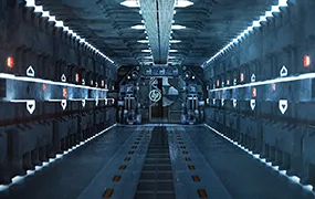 C4D工程：科幻概念走廊空间站科幻走廊C4D工程文件